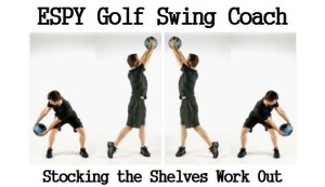 A part of the CASPER Fitness Program are golf exercises with medicine ball - that includes Stocking the Selves and medicine ball exercises Burpees. For endurance and a full body workout, I also include a boxing glove-punching bag exercise.