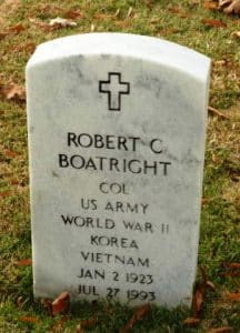 Marker Colonel Robert C. Boatright served in three wars World War 2, Korea War, and the Vietnam War.