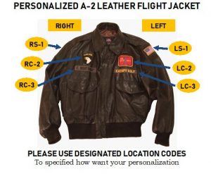 Personalized A-2 Leather Flight Jackst Designation code 
