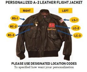 Personalized A-2 Leather Flight Jackst Designation code 