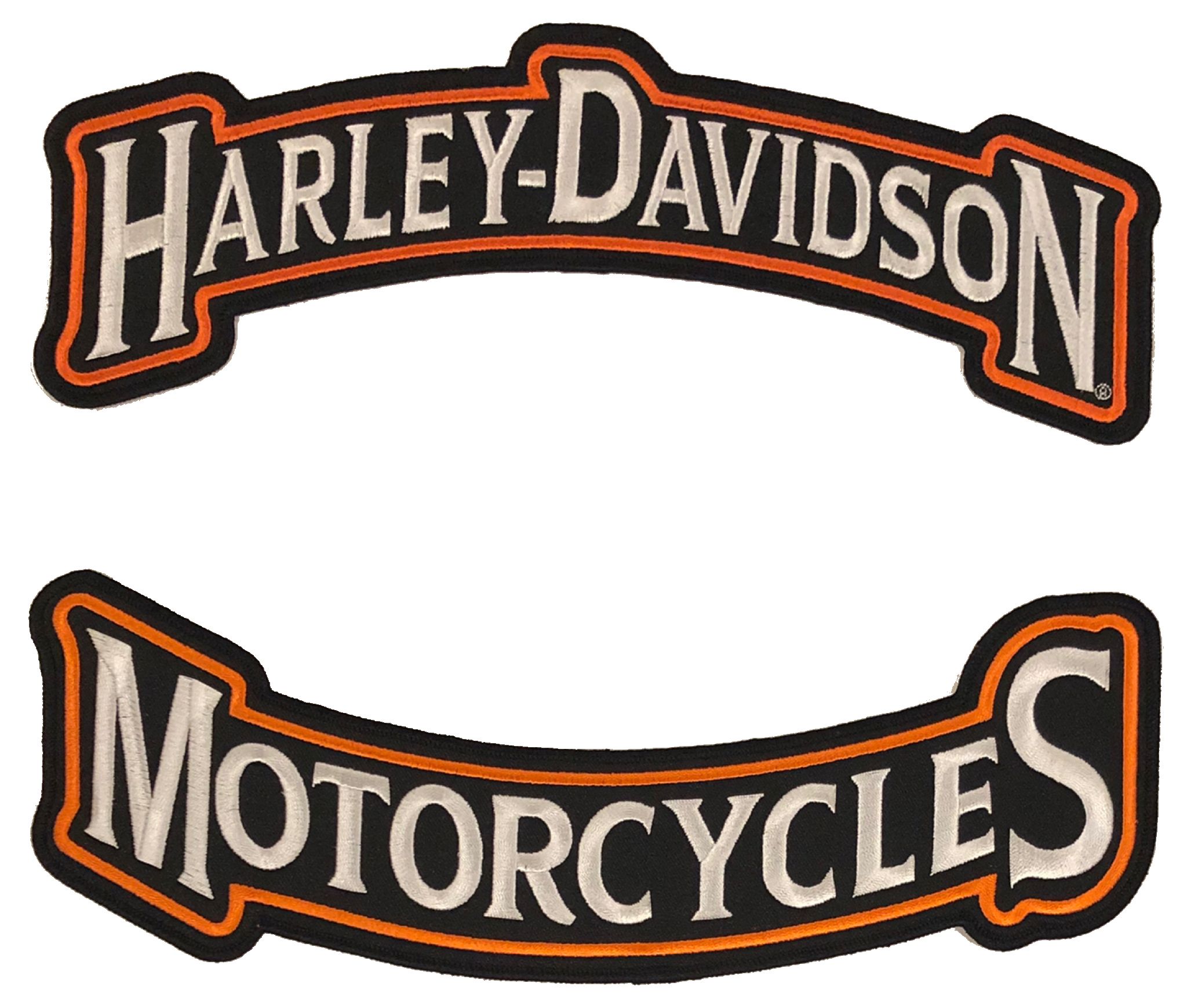 HARLEY DAVIDSON MOTORCYCLE ROCKER PATCHES LARGE 15 & 12 Jacket Vest Back  Patch